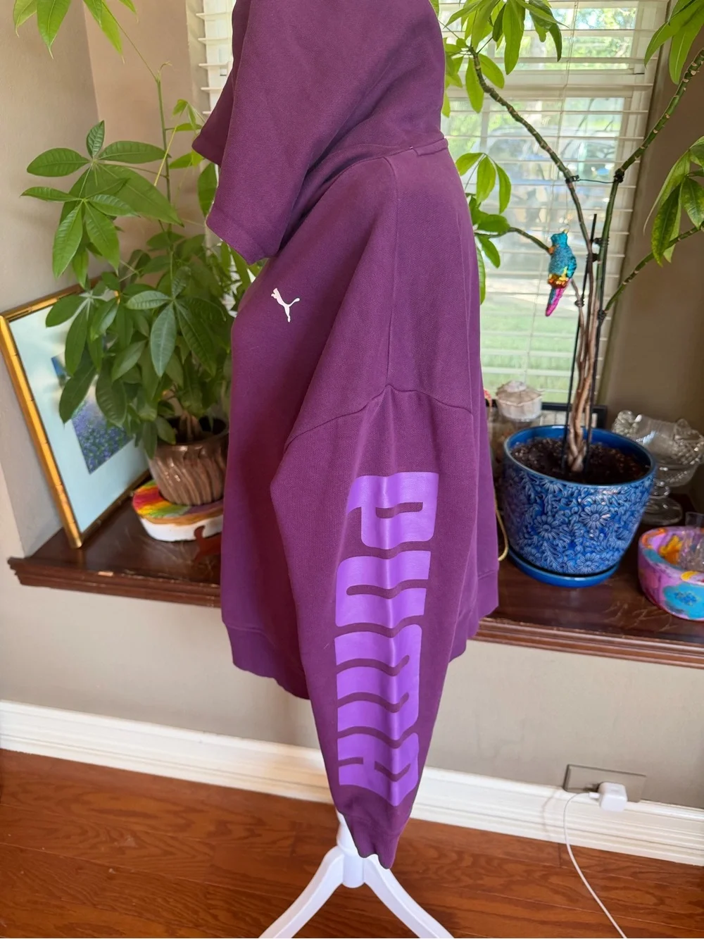 Puma Women's Plum/Grape Purple Fleece Hoodie with Lilac Sleeve Logo